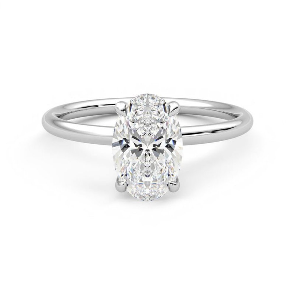 0.90 Ct Oval Cut Natural Earth Mined Diamond Solitaire 4 Prongs Engagement Ring
